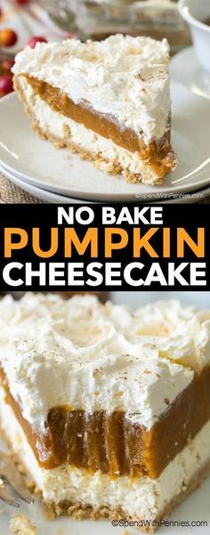 no bake pumpkin cheesecake with text overlay