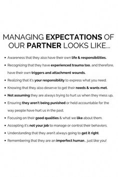 an advertisement with the words managing expectationss of our partner looks like it's