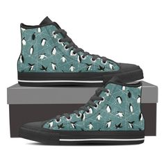 penguin pattern high top shoes for men and women