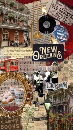 a collage of pictures and words about new orleans