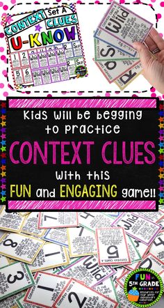 kids will be beginning to practice text clues with this fun and engaging game for the classroom