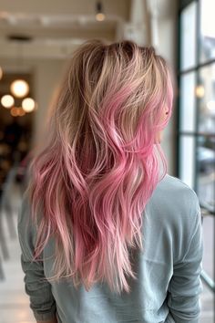 Click for More ➡️ | Save for Later ❤️  Create a chic and modern look with a dusty pink and blonde ombre on short hair. This color combination adds a sophisticated touch to your style. (Dusty Pink and Blonde Ombre for Short Hair) Ombre For Short Hair, Waves For Long Hair, Medium Balayage Hair, Pink Roots, Pink Hair Color Ideas, Pink Waves, Pink Hair Color, Pink Streaks, Long Hair Waves