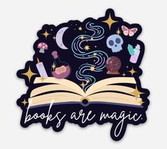 an open book with books are magic written on it