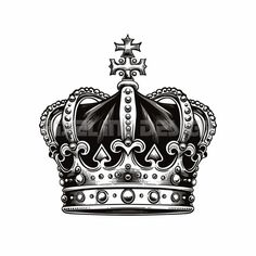 a black and white drawing of a crown