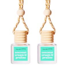 coconut cream and pralie hand sanitizer with rope on white background photo