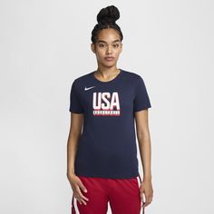 Put your country on your back in this USA T-shirt. Featuring the squad's authentic practice graphic, this tee has sweat-wicking technology to help you stay dry and comfortable Practice Shirts, Basketball Practice, Usa Basketball, Basketball Team, Womens Basketball, Basketball Teams, Team Usa, Your Back, Active Wear For Women