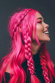 Pink Hair Trends, Caramel Highlights And Money Piece, Highlights And Money Piece, Dark Brown With Caramel Highlights, Dark Brown With Caramel, Medium Balayage Hair, Brown With Caramel Highlights, Pink Braids, Rainbow Beauty