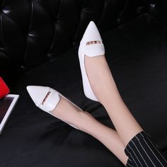 Gender: For Women Style: Fashion,KoreanOccasion: Casual,Party/Club,Office/Career,DressHeel Height: 2cmPlatform Height: 1cmSeason: Spring,Summer,Fall/Autumn,WinterPackage Contents: 1 x Shoes (Pair)Size Guide:28 = foot length 18.5-19cm (Foot width=6.5-7cm)29 = foot length 19-19.5cm (Foot width=7cm)30 = foot length 19.5-20cm (Foot width=7-7.5cm)31 = foot length 20-20.5cm (Foot width=7.5cm)32 = foot length 20.5-21cm (Foot width=7.5-8cm)33 = foot length 21-21.5cm (Foot width=8cm)34 = foot length 21.5 Spring Party Pointed Toe Flats With Metal Feet, Trendy Pointed Toe Flats For Summer Office, Elegant Spring Pointed Toe Flats With Metal Feet, Summer Office Pointed Toe Flats, White Pointed Toe Closed Toe Flats For Office, White Pointed Toe Flats For Office, Chic White Pointed Toe Flats For Office, White Pointed Toe Flats For Summer, White Summer Flats For Office