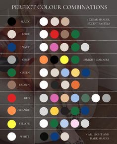 the color chart for different colors and shapes