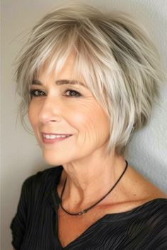 Straight Shaggy Pixie Bob Hairstyle for Women Over 60. Shorter Layered Haircuts For Women, Short Hairstyles Fine Hair Round Face, Medium Length Wedge Haircut, Face Framing Bob Short, Chunky Bob Haircut Choppy Layers, Short Hair For Wide Faces, Choppy Bobs For Thick Hair, Choppy Bob Hairstyles 2024, Short Hairstyles For Fine Hair Over 50