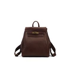 Brown Leather Backpack | Antique Leather Backpack with Gold-tone Kelly Lock - POPSEWING® Elegant Brown Backpack With Leather Backing, Elegant Leather Backpack With Large Capacity, Classic Large Capacity Leather Backpack, Large Capacity Classic Leather Backpack, Classic Leather Backpack With Smooth Grain For Travel, Classic Satchel Backpack With Hasp Closure, Classic Leather Backpack With Hasp Closure For Daily Use, Brown Travel Backpack With Smooth Grain, Travel Backpack With Smooth Grain In Brown