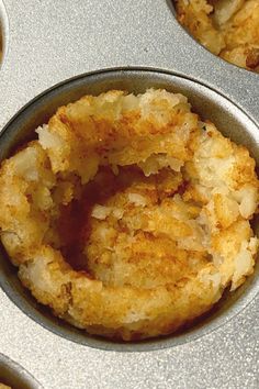 some fried food is in a muffin tin