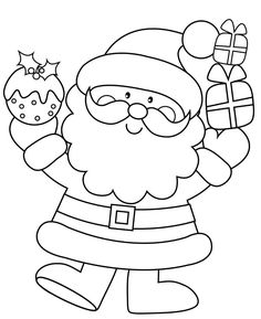 santa claus with presents coloring page for kids to print out and color on the pages