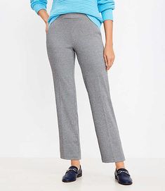 Loft Petite Pull On Straight Pants in Houndstooth Ponte Size XL Coastal Grey Women's by Loft Size Petite - XL Coastal Grey Women's Loft Store, Loft Outlet, Grey Women, Straight Pants, Summer Collection, Effortless Style, Dress Shop, Sweatpants, Grey