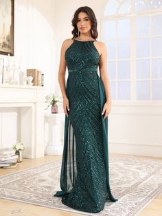 Halter Prom Dresses, Floor Length Prom Dresses, Women Wedding Guest Dresses, Long Prom Dress, Princess Dress, Dress Details, The Star, Sequin Dress, Graduation Dress