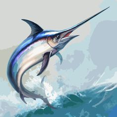 a blue marlin jumping out of the water