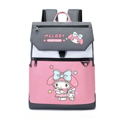 This charming Kuromi character backpack is perfect for children who enjoy stylish and functional accessories. Ideal for school, travel, or daily activities, this backpack combines practical storage with a fun design. Features:- Material: Made from durable polyester, ensuring longevity and easy maintenance. Intended Age Range: Suitable for children aged 6 and up. Special Features: Adjustable padded shoulder straps for comfort and a spacious main compartment with an additional front zippered pocke Back To School Cartoon Print Bags, Cute School Backpack With Cartoon Print, Pink School Bag With Cartoon Print, Student Bags With Cartoon Print For Back To School, Back To School Bags With Cartoon Print For Students, School Bags With Cartoon Print For Back To School, Kawaii Cartoon Print Backpack, Cute Cartoon Print Backpack For Travel, Cute Cartoon Print Travel Backpack