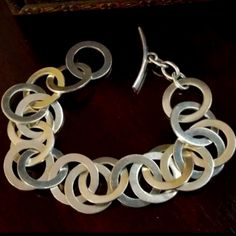 B1404 Interlocking Matte Sterling Silver Circles Bracelet. Jewelry Hardware, Nuts & Bolts, Nuts Bolts, Circle Bracelet, Silpada Jewelry, Womens Jewelry Bracelets, Link Bracelets, Nuts, Circles