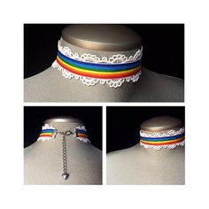 Adjustable Jewelry For Pride Festival Gift, Trendy Jewelry For Pride Gifts, Adjustable Rainbow Choker Jewelry, Rainbow Adjustable Choker For Festivals, Rainbow Adjustable Choker For Festival, White Adjustable Rave Jewelry, Trendy Rainbow Jewelry For Pride, Adjustable Multicolor Rave Choker, Retro Rainbow Jewelry For Gifts