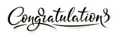 the word congratulations written in cursive writing with black ink on a white background