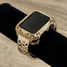 Elevate Your Style Game With The Stunning Gold Apple Watch Band With Rhinestones . Perfect For Any Occasion, This Band Is A Must-Have Accessory For The Fashion-Forward People. P R O D U C T D E S C R I P T I O N High Quality Gold Metal Band With Rhinestones Pave Crystals Watch Case Cover Comfortable Bangle With Secure Clasp Super Light Bracelet | Weigh 1.2 Oz | 18mm Wide Designed And Handmade By Simeon D Jewelry Studio This Bracelet Fits All Apple Watch Series Includes Extra Links And Tool To Re Silver Apple Watch, Gold Apple Watch Band, Silver Apple, Bezel Watch, Apple Watch Bracelets, Apple Watch Sizes, Gold Apple Watch, Smart Jewelry, Gold Apple