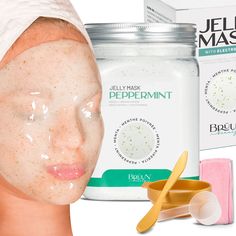 Jelly Mask Peppermint Rubber Face Mask Peel-Off Jar Jar-Pepermint Bruun Beauty Rubber Face Mask, Face Mask Peel Off, Mask Powder, Korean Facial, Glowing Radiant Skin, Skin Care Face Mask, Peel Off Mask, Gel Mask, Skin Care Mask