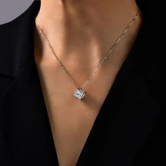 The round moissanite in this necklace is nested in a cube frame to show off the sparkle of the moissanite in all directions for more compliments. Features Moissanite was originally found in meteorites(Chemical name: Silicon Carbide). It was first discovered in 1893, while a scientist was examining meteor samples from a crater in Arizona. After many years, Read Your Heart experts has been recreated moissanite in the laboratory, that make the gemstone with friendly, and has eternal shining like st Silicon Carbide, Moissanite Necklace, Round Moissanite, Stone Cuts, Custom Metal, 2 Carat, Bracelet Designs, Ring Necklace, Elegant Style