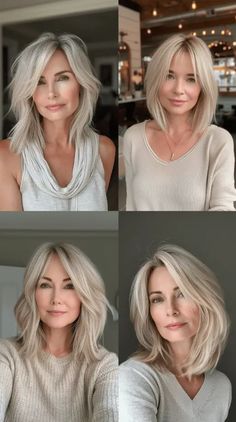 18 Sexiest Short Hairstyles for Women Over 40: Timeless Elegance and Confidence Silver Hair With Colored Highlights, Executive Hairstyles For Women, 2024 Blonde Hair, Quick Curly Hairstyles, Clothespin Wreath, Hair Silver, Hairstyles Pictures