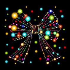 a large colorful bow with lights on it's sides is featured against a black background