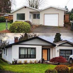 before and after photos of a house in the suburbs