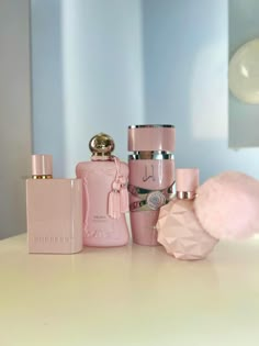 Pink Perfume Collection, Cute Perfumes Aesthetic, Cute Perfume Bottles Aesthetic, Pink Perfumes, Ariana Grande Sweet Like Candy, Arabian Women Perfume, Aesthetic Pink Perfume, Koleksi Parfum