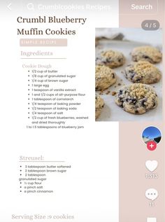 the recipe for crumbl blueberry muffin cookies