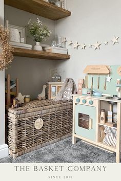 Grey & Buff Rattan Wicker Storage Trunk | The Basket Company Wicker Toy Chest, Stylish Storage Ideas, Storage Chests