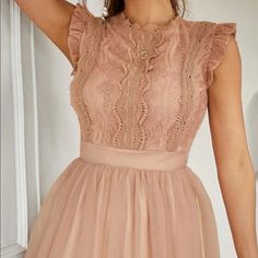 Brand New Beautiful Dusty Pink Lace Dress. Very Comfortable With A Seamless Zipper In The Back. Perfect For A Wedding Event Or Just To Wear On A Casual Summer Day. Sleeveless Lace Bridesmaid Dress With Ruffles, Bridesmaid Sleeveless Lace Dress With Ruffles, Feminine Sleeveless Mini Dress For Wedding Guest, Sleeveless Lace Mini Dress For Wedding Guest, Summer Sleeveless Lace Bridesmaid Dress, Sleeveless Lace Dress For Summer Bridesmaid, Sleeveless Lace Dress For Summer Wedding, Sleeveless Lace Bridesmaid Dress For Summer, Feminine Sleeveless Lace Dress For Wedding Guest