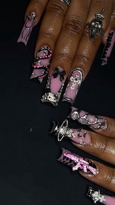 Galaxy Nails Designs, Fye Nails, Nail Pics, Junk Nails, Halloween Acrylic, Punk Nails, Drip Nails, Galaxy Nails