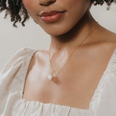 P E A R L ∙ N E C K L A C E  Gift your bridesmaids something they can wear every day and any day. The pearl pendant on a dainty station chain is elegant and delicate, everything you want in a beautiful bridal or bridesmaid jewelry piece. * Material: High Quality Solid 925 Sterling Silver, Freshwater Pearl.  * Finish: Sterling Silver ∙ 18K Gold * Featuring ~12mm Pearl pendant with an adjustable 16 to 18 inch Station style chain. Model is wearing the 18 inch length in the first listing image. H O Delicate Charm Necklaces For Bridesmaid Gift, Dainty Bridal Necklace For Bridesmaid Gift, Minimalist Charm Necklace With Delicate Chain For Bridesmaids, Minimalist Delicate Chain Charm Necklace For Bridesmaids, Dainty Bridesmaid Charm Necklace With Adjustable Chain, Delicate Clavicle Chain Necklace For Bridesmaid Gift, Rose Gold Wedding Charm Necklace, Simple Wedding Charm Necklace, Delicate Gold Necklace For Bridesmaids