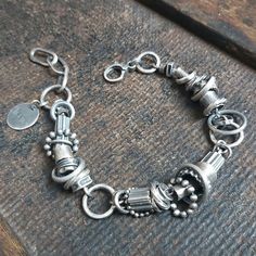 "Handmade oxidized sterling silver bracelet - for men and women. The bracelet is made of silver 925. It is available with either raw or polished finish. We offer bracelets in many sizes of the wrist circumference: 6\" (15 cm), 6.5\" (16,5 cm), 7\" (18 cm), 7.5\" (19 cm), 8\" (20,5 cm), 8.5\" (21.5 cm), 9\" (23 cm). Choose the one that is most similar for your wrist circumference and share your actual wrist circumference in the note to your order. This way we can perfectly adjust the size of your Bicycle Jewelry, Oxidized Silver Bracelet, Diy Wire Jewelry Rings, Rustic Bracelet, Metal Clay Jewelry, Work Jewelry, Funky Jewelry, Jewelry Lookbook, Oxidized Silver