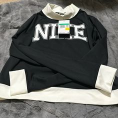 Nike Women’s Black And White Long Sleeve Tight Fit Xl Shirt Nwt. Material Is 82% Polyester And 18% Spandex. Black And White Long Sleeve, Tops Nike, Nike Tops, White Long Sleeve, Black Nikes, Nike Women, Long Sleeve Tees, Tights, Black White