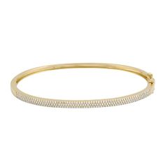 Classic 3-Row Diamond Pave Bangle Bangle Bracelet Gold, Pave Bangle, Classic Bangles, Diamond Huggie Earrings, Accesories Jewelry, Classic Bracelets, Wedding Jewelry Bracelets, Diamond Chain, Diamond Bangle