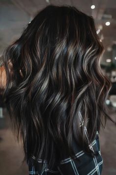 Black With Lowlights, Dark Brown With Dimension Hair, Black Low Lights For Brown Hair, Dark Brown Hair With Black Lowlights, Dark Winter Hair Color Ideas, Dark Hair Lowlights, Dark Hair Color Ideas For Winter, Dark Winter Hair Color, Dark Brown Hair With Low Lights