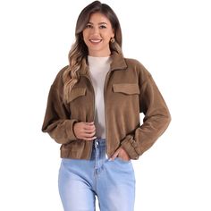 This classic coat is made of chunky soft and comfy material, suitable for winter and fall cold weather, giving you amazing an warm-wearing experience. Elastic cuff and waist are very pleasant to the body, it does not hold down movements. Perfect to match with a basic T-shirt, crop top, leggings, black slacks, shorts, skinny pants, jeans, bodycon dress, knee-high boots, or high heels for a look. Trendy Fleece Jacket With Pockets For Cold Weather, Trendy Brown Outerwear With Ribbed Cuffs, Khaki Fleece Jacket For Cold Winter Weather, Khaki Fleece Jacket For Cold Weather, Khaki Fleece Jacket For Winter, Khaki Long Sleeve Fleece Jacket For Fall, Khaki Long-sleeve Fleece Jacket For Fall, Casual Khaki Fleece Jacket For Winter, Fall Outerwear For Outdoor In Solid Color