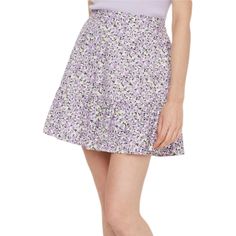 Vero Moda High-Waisted Floral Print Woven Short Skirt. Size M Color Purple Elastic Waistband 100% Organic Cotton Floral Print All Over High Waist Ruffled Hem Pull On Style Measurements And Material In Pics Nwt Casual High Waist Floral Print Mini Skirt, Casual Purple Skirt With Elastic Waistband, Casual Purple Skirt For Spring, Casual Flared Skort With Floral Print, Purple Floral Print Bottoms For Day Out, Purple Skirted Bottoms For Spring, Casual Purple Tiered Skirt, Casual Purple Skirted Bottoms, Casual Purple Mini Skirt For Spring