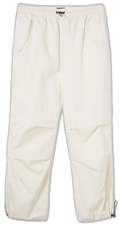 White Cotton Parachute Pants For Outdoor, White Nylon Parachute Pants For Summer, White Nylon Pants For Spring, White Nylon Parachute Pants For Spring, White Nylon Bottoms With Pockets, White Nylon Long Pants, White Nylon Pants With Pockets, White Casual Nylon Bottoms, Casual White Nylon Bottoms