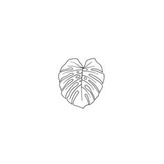 a black and white line drawing of a monster's leaf on a white background