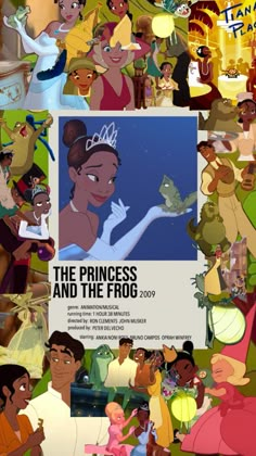 the princess and the frog movie poster with many different people around it, including an image of