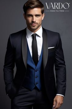 >>ORIGINAL ARTWORK AND CONTENT, PLEASE DO NOT COPY<< Men Suits, Suits For Man, Dark Blue Three Piece Tuxedo Suit for Men  for Men piece Wedding Suit, Double Breasted, Formal Fashion Slim Fit Suit Elevate your style with our premium Dark Blue Three Piece Tuxedo Suit for men, designed to make you stand out on your special occasions. Crafted with meticulous attention to detail, this exquisite tuxedo suit exudes elegance, sophistication, and timeless charm. 🎩 Key Features: ✨ Three-piece ensemble includes a tailored jacket, vest, and matching trousers. ✨ High-quality fabric for comfort and durability. ✨ Classic dark blue hue for a refined look. ✨ Perfect for weddings, galas, proms, and formal events. 👔 This dark blue tuxedo suit will not only make a statement but also provide unmatched comfor Dark Blue Suits For Men Wedding, Royal Groom Suit, Dark Blue Tuxedo, Dark Blue Tuxedo Wedding, Dark Blue Wedding Suit, Wedding Tuxedo For Men, Dark Blue Tux, Tuxedo Suit For Men, Blue Tux