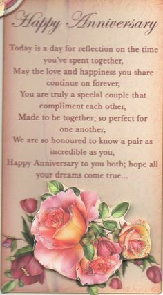 an anniversary card with roses on it