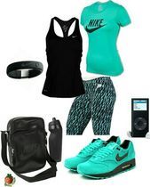 Aesthetic Gym Clothes, Teal Aesthetic, Nike Fitness, Teal Nikes, Running Outfit, Aesthetic Gym, Nike Outfit