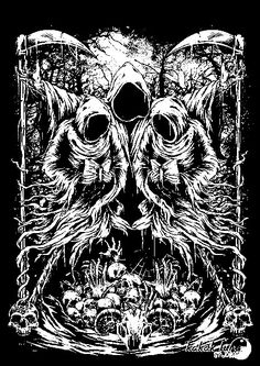 a black and white drawing of an animal's face with large eyes, surrounded by plants