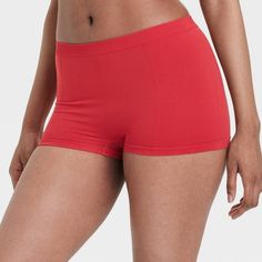 Women's Seamless Boy Shorts - Colsie™ Brilliant Red M Basic Solid Color Boxer Briefs, Solid Color Shorts With Seamless Construction, Seamless Loungewear Shorts, Solid Color Seamless Shorts, Solid Color Brief Shorts For Loungewear, Casual Solid Color Short Length Boxer Briefs, Red Stretch Mid-thigh Biker Shorts, Solid Color Seamless Short Leg Boxer Briefs, Stretch Seamless Short Boxer Briefs